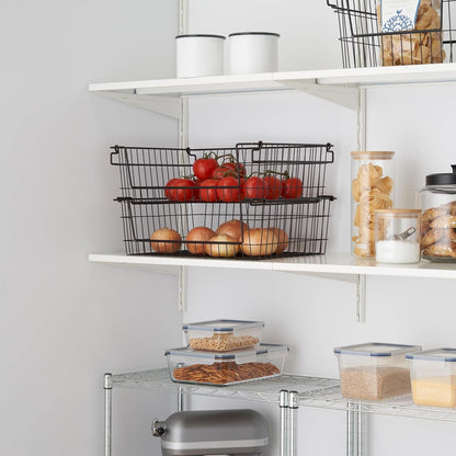 TRINITY 2-Pack Stackable Metal Wire Storage Baskets With Handles, EcoStorage Chrome, 11 Inches