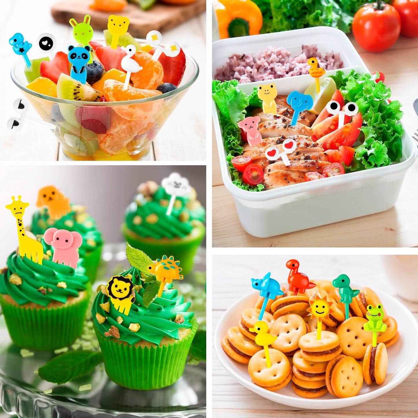 36pcs Mini Dinosaur Food Picks, Cute Cartoon Animal Fruit Toothpicks for Dinosaurs Birthday Party Bento Picks for Sandwiches, Snacks Desserts Accessory