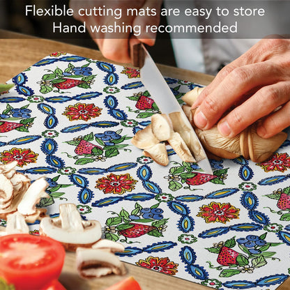 Cut N' Funnel Eat Fresh Designer Flexible Cutting Board Mat 15" x 11.5" Made in the USA Decorative Flexible Easy to Clean