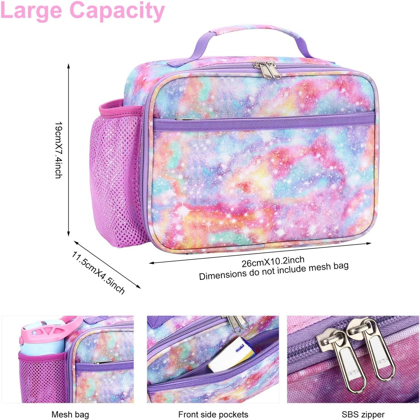 RHCPFOVR Kids Lunch Bag - Insulated Lunch Box for Boys Girls,Washable Lunch Bag and Reusable Toddler Leak-proof Lunchbox for School and Daycare - Colors B