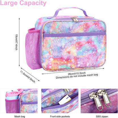 RHCPFOVR Kids Lunch Bag - Insulated Lunch Box for Boys Girls,Washable Lunch Bag and Reusable Toddler Leak-proof Lunchbox for School and Daycare - Colors B