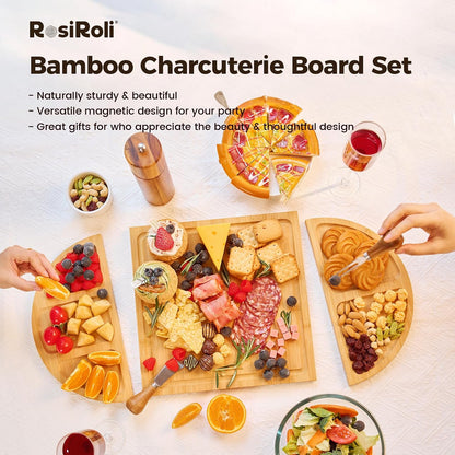 Magnetic Bamboo Charcuterie Board Set, 3-Piece Serving Tray