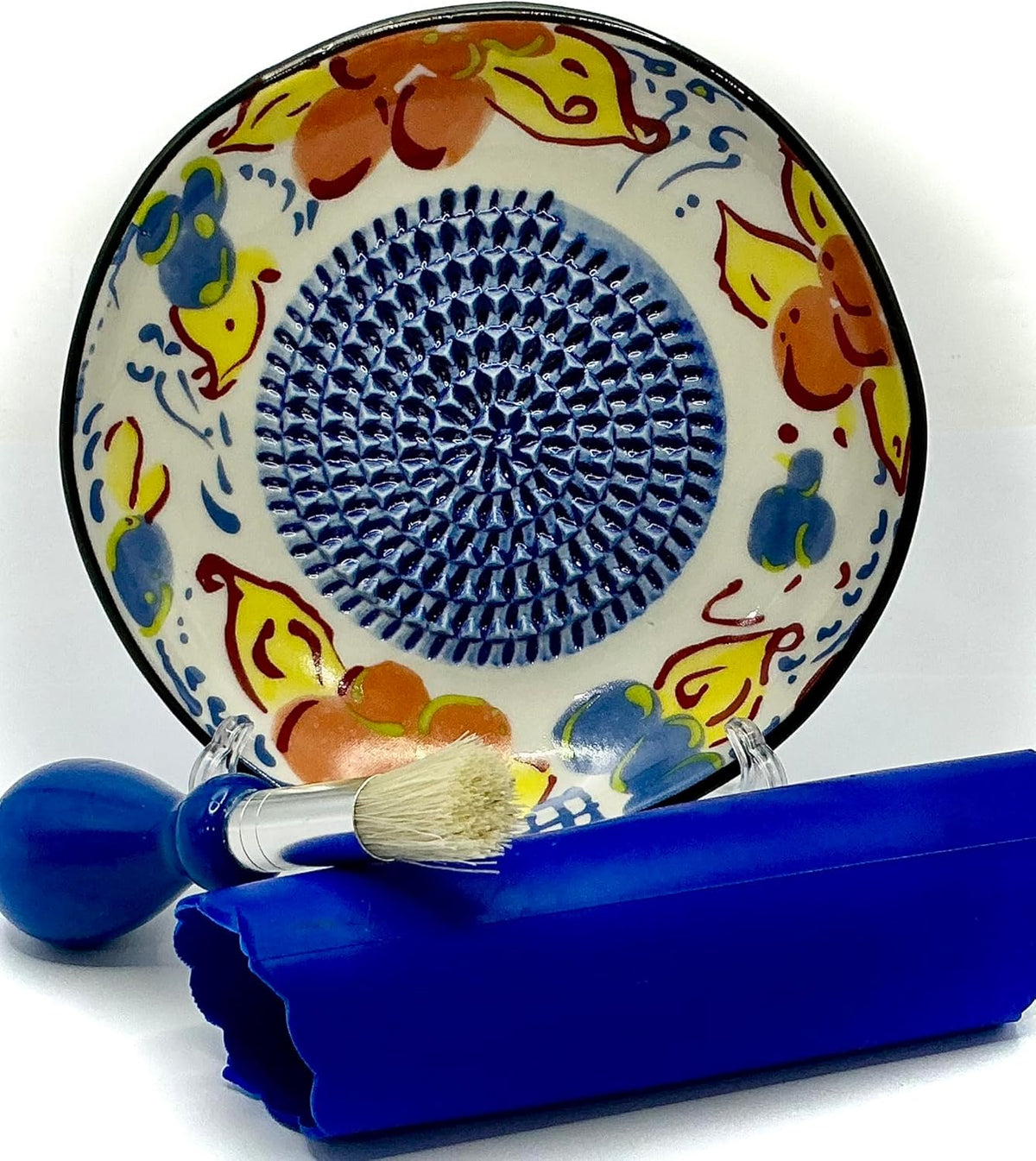 BonCera, Premium Ceramic Garlic Grater Plate Set - Artisan Flower