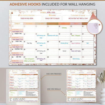 Fridge Calendar Acrylic 17x12”, Start Monday | Magnetic Calendar for Refrigerator | Acrylic Dry Erase Whiteboard Calendar for Fridge | Family Schedule Board with 5 Markers & Eraser by Freedom Mastery