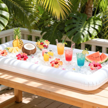 jollylife 3PCS Inflatable Cooler Serving Bars Pool Party Blow Up Coolers Food Holder Ice Tray BBQs, Picnics,Buffets Indoor Outdoor Supplies with Drain Plug Hand Pump