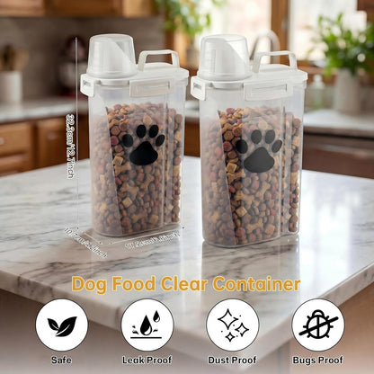 1 Pack Upgraded Dog Food Storage Container with Measuring Cup, Portable Pet Food Containers with Upgraded Large Spout and Cup for Dogs, Cats, Birds, Small Animals (Cream)