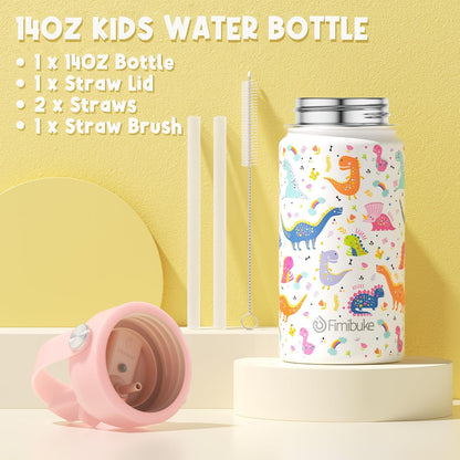 Fimibuke Kids Bento Lunch Box with 4 Compartments, Insulated lunch Bag, Stainless Steel Insulated Water Bottle, Ice Pack & Utensils Set, Birthday Gifts for Ages 3-12 Back to School Toddler Girls Boys