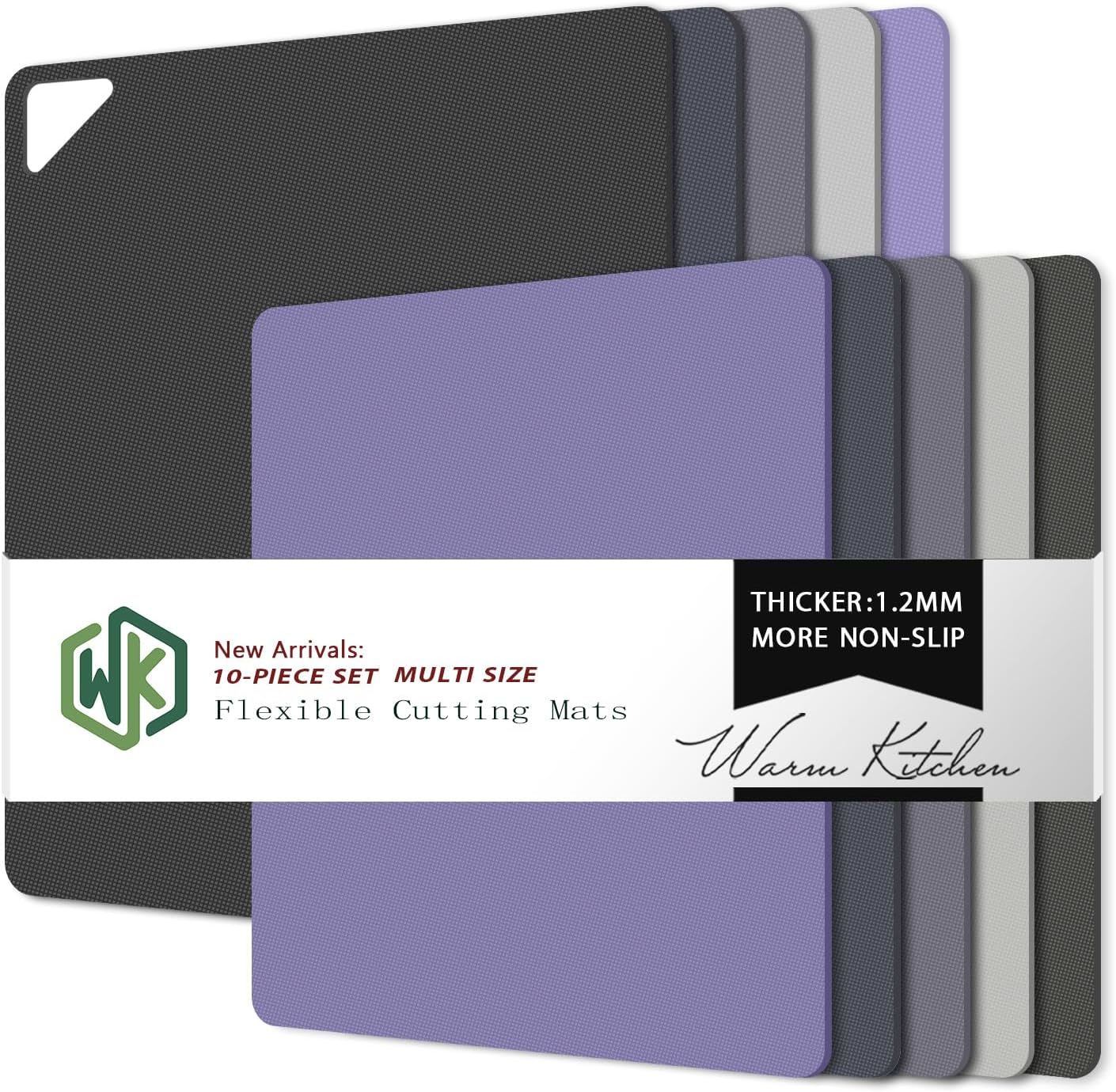 WK Flexible Plastic Cutting Boards for Kitchen, Cutting Board Mats Set of 5, Nonslip Cutting Board for Meat, Thin Cutting Sheets with Hole, Dishwasher Safe, BPA Free, 14.5x11.5"