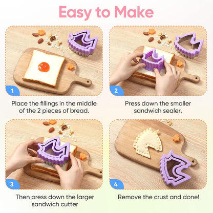 Uncrustable Sandwich Cutter, Sandwich Cutters for Kids Lunch, 43 Pcs Kids Sandwich Cutter and Sealer Set with Storage Case, Crustless Sandwich Cutters Shapes for Girl Boy Lunch & Bento Box Accessories