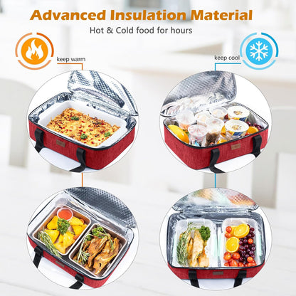 BAGSPRITE Insulated Casserole Carrier for Hot or Cold Food with Heat-resistant Mat, Casserole Dish Carrier Insulated Food Carrier, Hot Food Carrier, Foil Pan Carrier Fits 9" x 13" Baking Dish