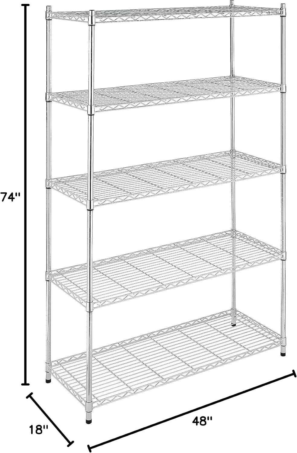 Whitmor 2-Wire Shelving Unit, Metal Storage Shelves, Stacking Shelf with Basket, Easy Assembly Home Organizer for Pantry, Kitchen, Garage, Plant