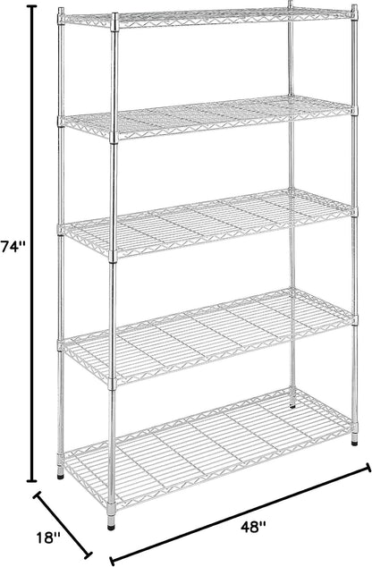 Whitmor 2-Wire Shelving Unit, Metal Storage Shelves, Stacking Shelf with Basket, Easy Assembly Home Organizer for Pantry, Kitchen, Garage, Plant