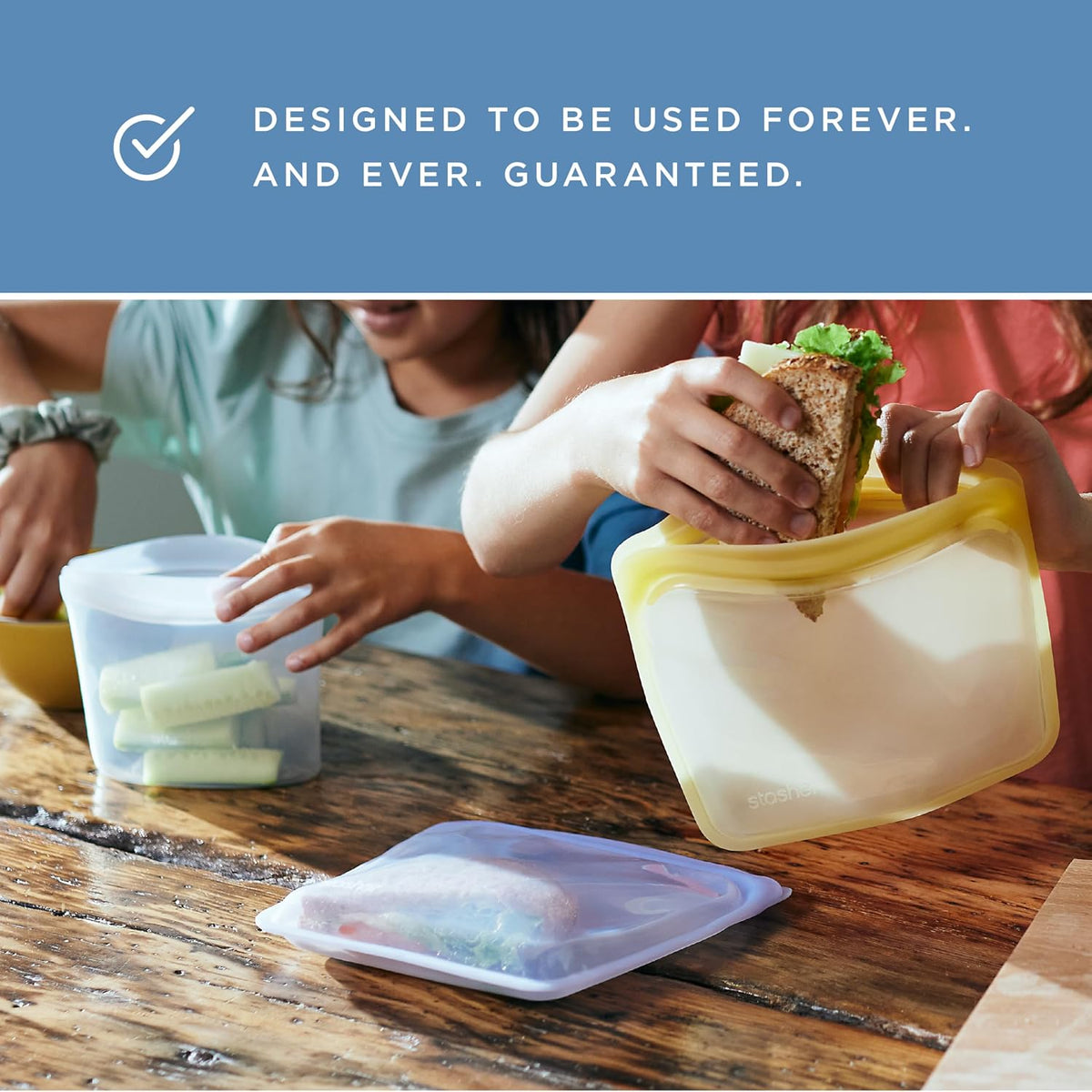 Stasher Premium Reusable Silicone Food Storage Bags, 2-Pack, Clear