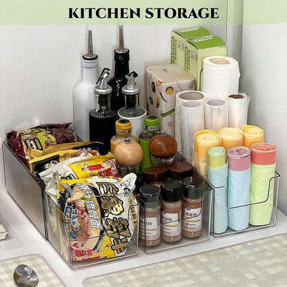 Foldable Storage Bins, Clear Expandable Boxes for Organizing, Adjustable from 9.65-16.93" Drawer Organizers Separators Dividers for Bedroom Kitchen Utensils Tools Closet