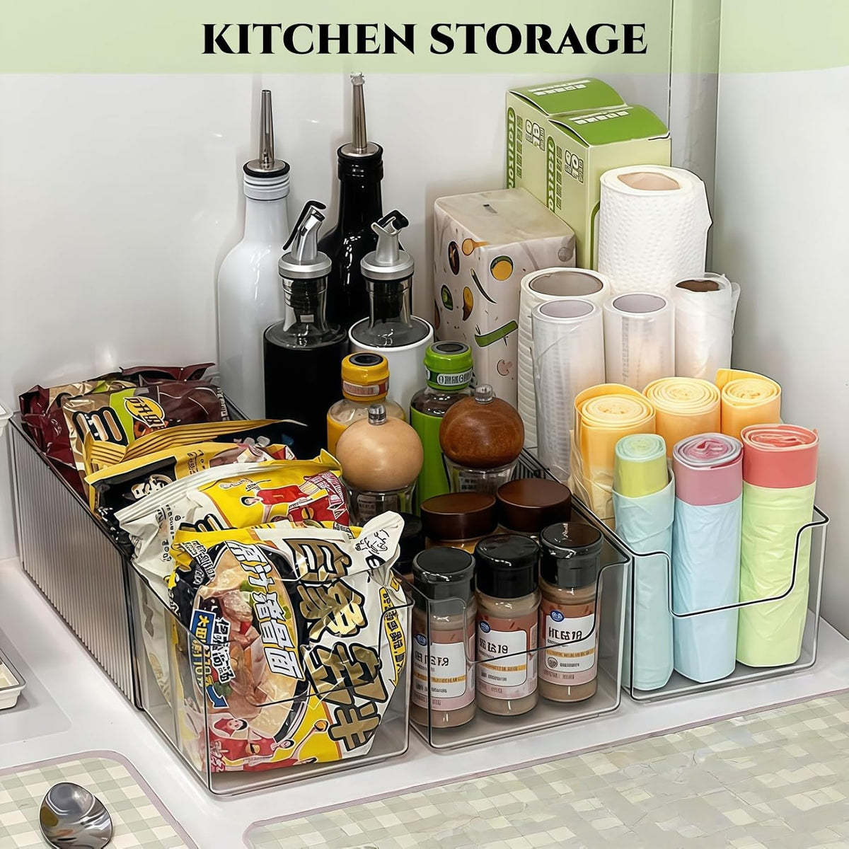 Foldable Storage Bins, Clear Expandable Boxes for Organizing, Adjustable from 9.65-16.93" Drawer Organizers Separators Dividers for Bedroom Kitchen Utensils Tools Closet