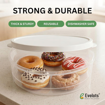 Evelots 2-Pack 10-Inch Airtight Food Storage Container with Lid - Portable Carrier for Pies, Cakes, Cupcakes & More - BPA-Free Clear Plastic - Secure & Easy Transport