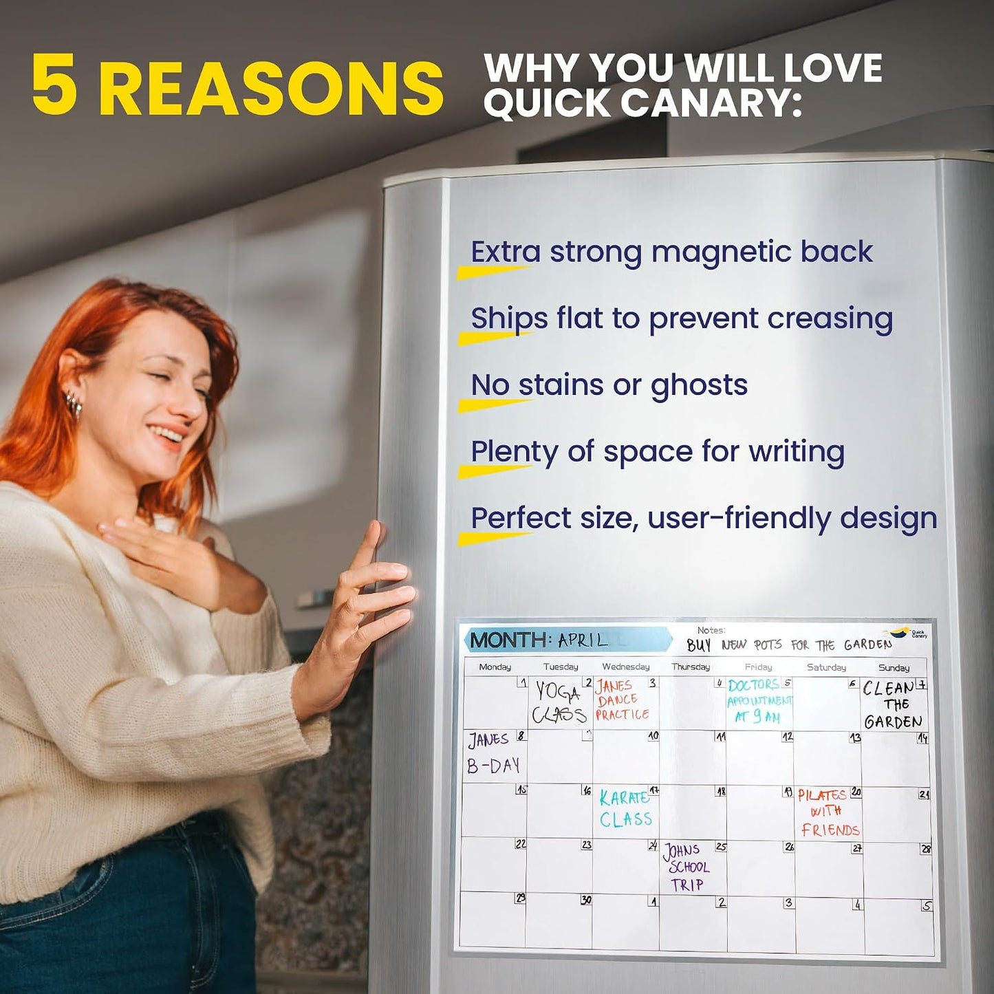 Magnetic Weekly Planner for Fridge - 17x12” Stain-Resistant Dry Erase Whiteboard Fridge Calendar with Large Writing Space for Schedules, Chores & Meals - Includes 4 Markers & Eraser