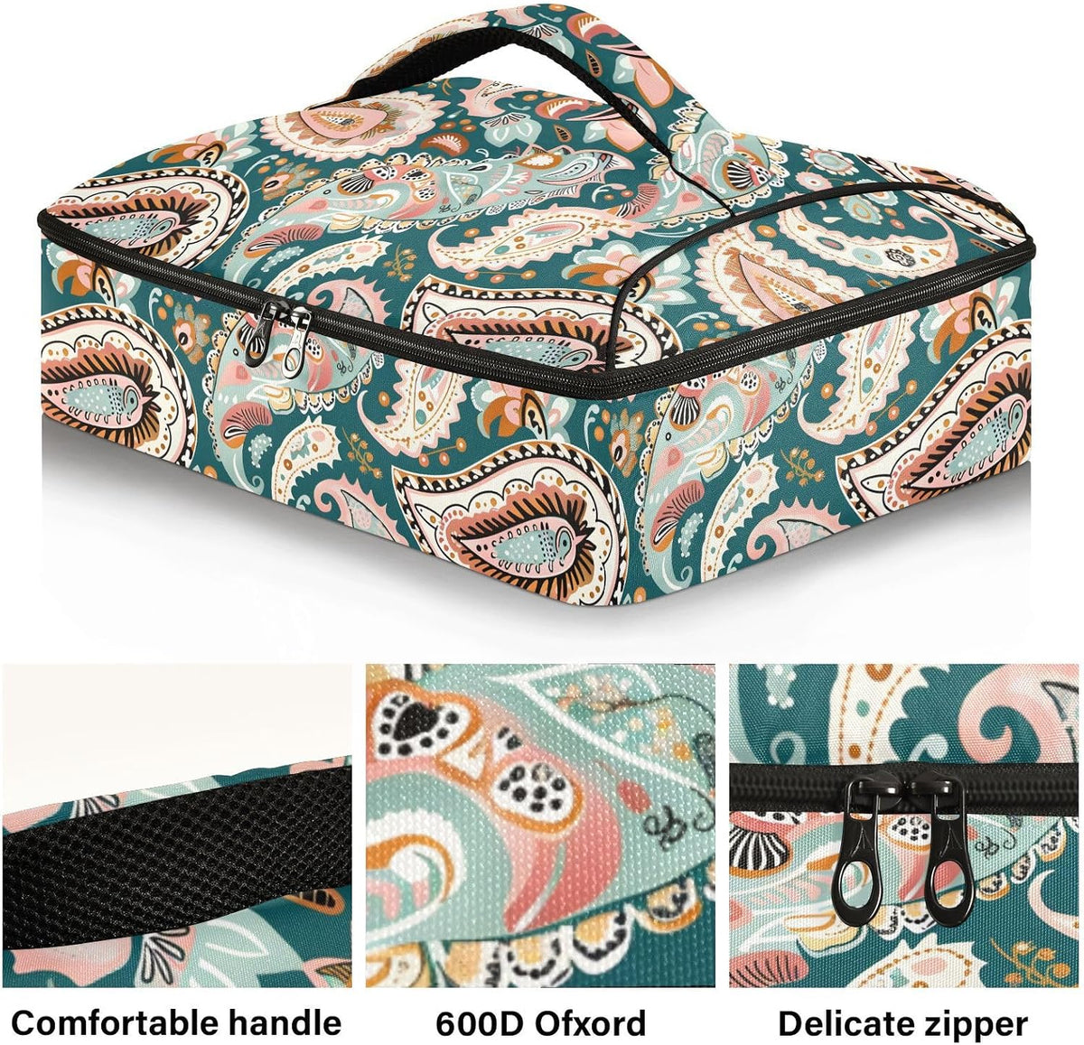 Casserole Carrier Insulated Yellow Lemon Blue Bows Dish 9x13 with Lid Party Travel Warmer Bag for Hot or Cold Food Lasagna Pizza Holder Tote - Colors B