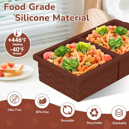 Silicone Freezer Trays with Lid (4-Pack), 1-Cup, 2-Cup, 1/2-Cup & 2-Tbsp Silicone Freezer Molds, Stackable Soup Freezer Meal Prep Containers,Ice Cube Tray for Making Sauce,Smoothies,Yogurt Bites
