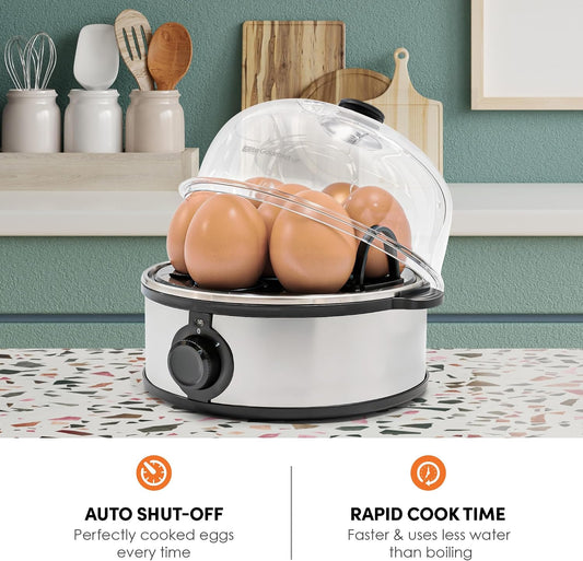 Elite Gourmet 7-Egg Egg Boiler & Cooker, Poacher/Omelet Maker, BPA-Free