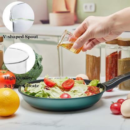 Ackers Mini Glass Measuring Beaker Set, Borosilicate, 2oz 4oz 8oz Measuring Cups