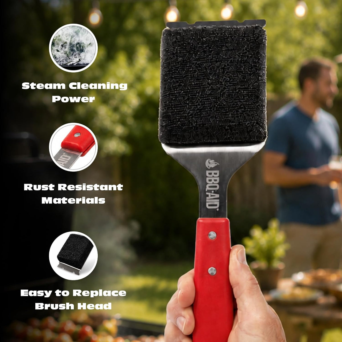 Bristle Free Grill Brush Cleaner and Scraper for Barbecue, Replaceable Head