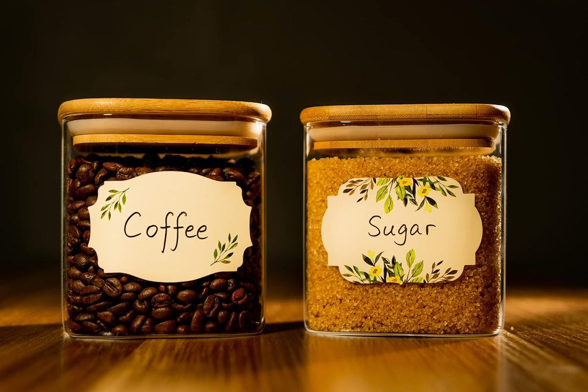MONEST Waterproof Label Stickers for Jars and Lids, Pantry, Mason Jar, Canning, Spice, Bottle Labels (Red Tulip 2"x3")
