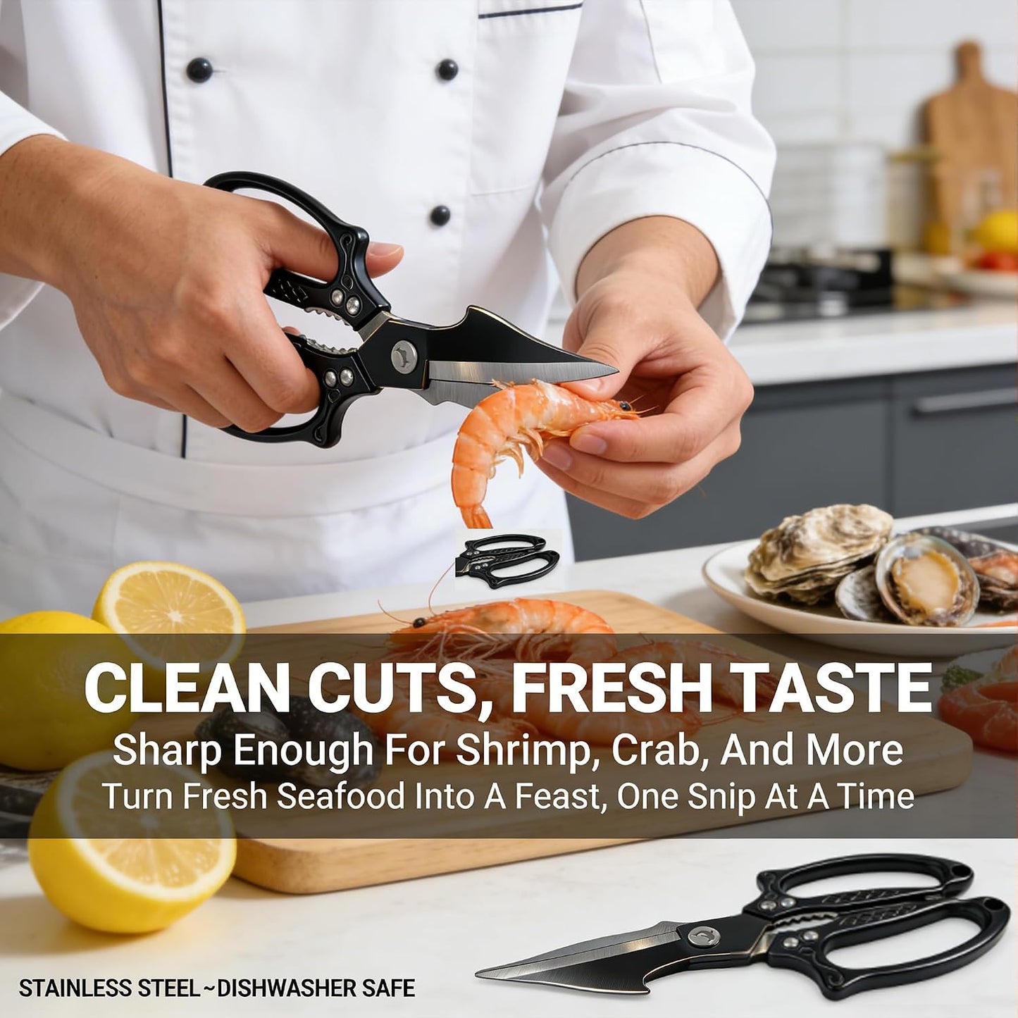 Multifunctional Heavy Duty Kitchen Shears,Kitchen Scissors for Food, Kitchen Shears for Cutting Chicken,Japanese High-Carbon Steel Culinary Poultry Shears, for Chicken,Meat,Fish,Bone Cutting(Silver)