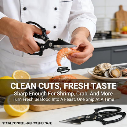 Multifunctional Heavy Duty Kitchen Shears,Kitchen Scissors for Food, Kitchen Shears for Cutting Chicken,Japanese High-Carbon Steel Culinary Poultry Shears, for Chicken,Meat,Fish,Bone Cutting(Silver)