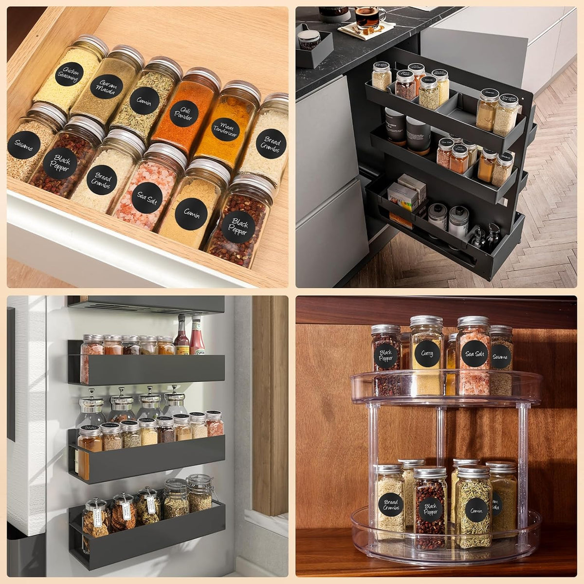 DIDITIME Spice Jars with Label, 4oz Empty Square Seasoning Containers