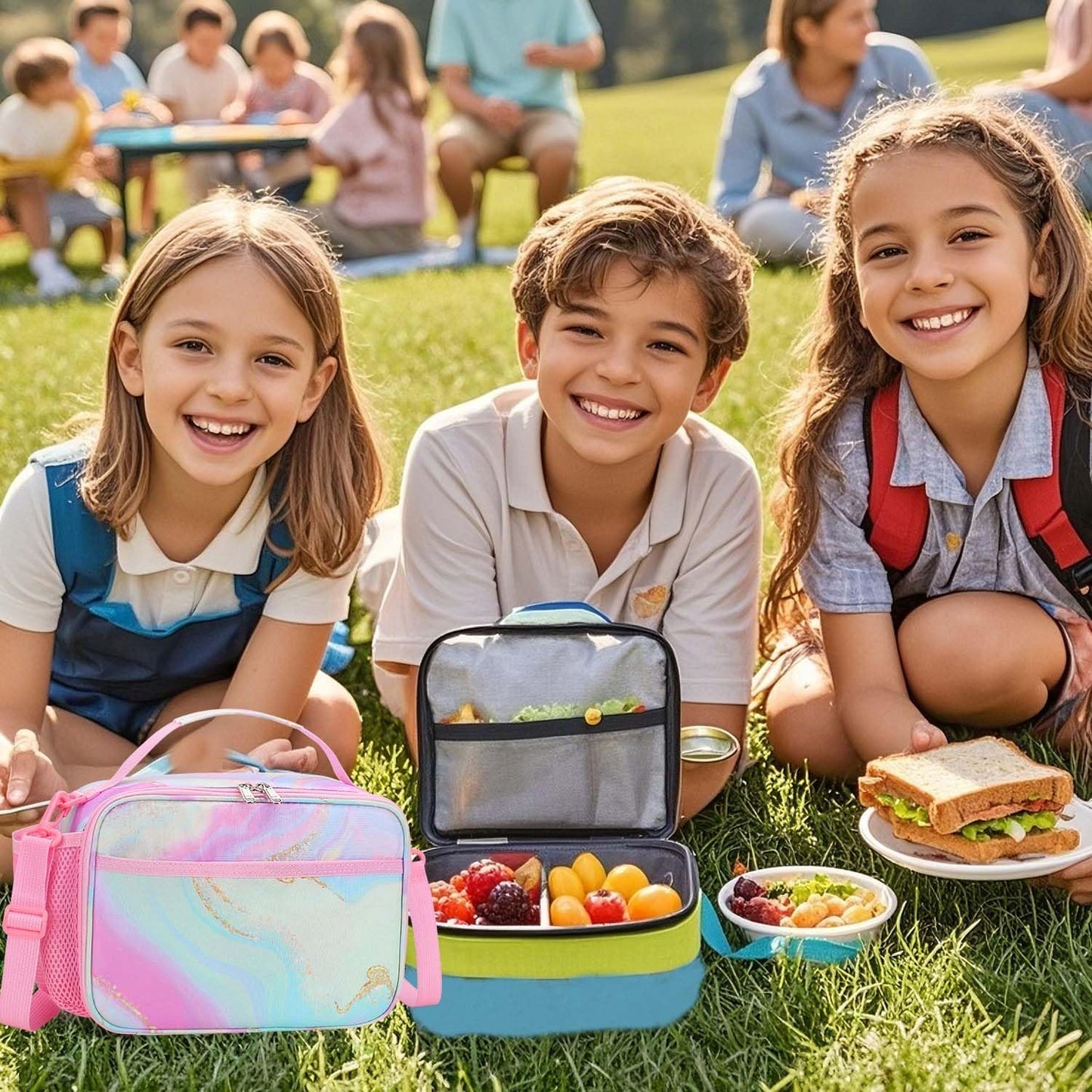 RHCPFOVR Kids Initial Lunch Bag - Insulated Lunch Box for Boys Girls,Washable Lunch Bag and Reusable Toddler Leak-proof Lunchbox for School and Daycare - Colors B