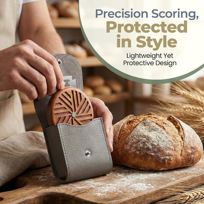 Sourdough Accessories | Seamless Danish Sourdough Bread Whisk, Silicone Dough Scraper & Sourdough Scoring Tool with 5 Blades + Storage Bag (Sourdough bread lame Kit) | Bread baking supplies