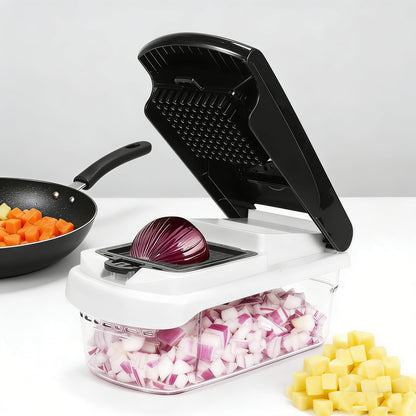Mandoline Slicer for Kitchen, Vegetable Chopper & Dicer, Professional Food Slicer with Stainless Steel Blades, Safe Veggie Chopper for Onion Potato Carrot Fruit, Easy to Clean