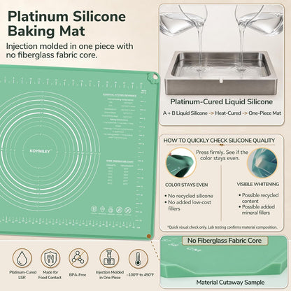 Platinum Silicone Pastry Mat with Measurements, 28 x 20 in | 5 mm raised edge, non-slip base and nonstick surface for rolling dough, sourdough, pizza dough and pie crust