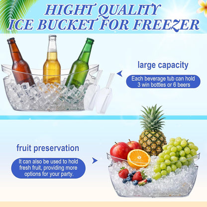 2 Sets Ice Buckets for Parties, 5.5l Clear Acrylic Ice Bucket with 2 Glass Carafe and Scoops for Champagne Beer Sparkling Wine Cocktails, Parties, Mimosa Bar Supplies