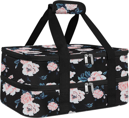 esouler Insulated Casserole Carrier - Casserole Carriers for Hot or Cold Food - Lasagna Lugger Dish Carrier, Thermal Lunch Bag for Potluck Parties, Picnic, Travel, Fits 9" x 13" Baking Dish, Grey