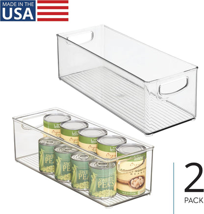 iDesign Plastic Stackable Pantry Bin - Storage Bin with Handles for Cabinets or Fridge - Set of 4 - Clear