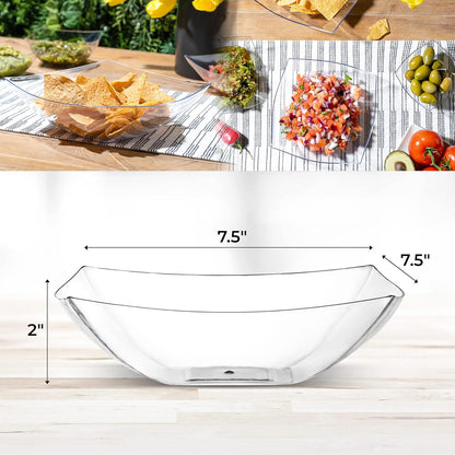 Posh Setting - White Plastic Square Serving Bowls for Party (16oz - 4 Pack), Disposable & Candy Containers for Party Table & Buffet
