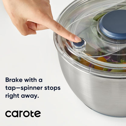 CAROTE 6.4 Qt Stainless Steel Salad Spinner, Large Lettuce Spinner Vegetable Fruit Washer, Vegetable Cleaner Salad Cleaner Lettuce Washer, Non-Slip Base, Multifunctional for Salad, Fruits