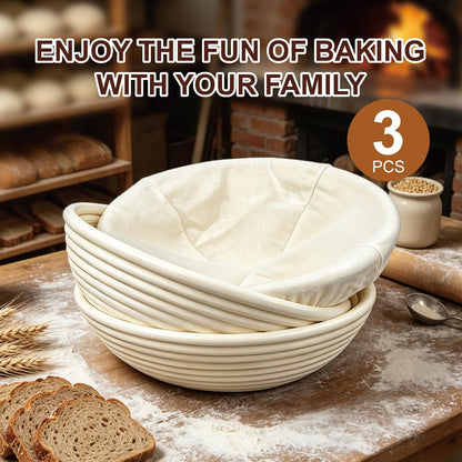 Banneton Bread Proofing Basket, 10 inch Oval Banneton Basket,Sourdough Proofing Basket,Bread Bowl Handmade Rattan Baskets and Liners for Professional & Home Sourdough Bread Baking