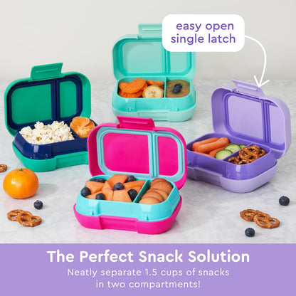 Bentgo Kids Snack - 2 Compartment Leak-Proof Bento Box Container for Snacks and Small Meals, Easy-Open Latch, Dishwasher Safe, BPA-Free for School, Daycare, & Sports - Ideal for Ages 3+ (Gray)