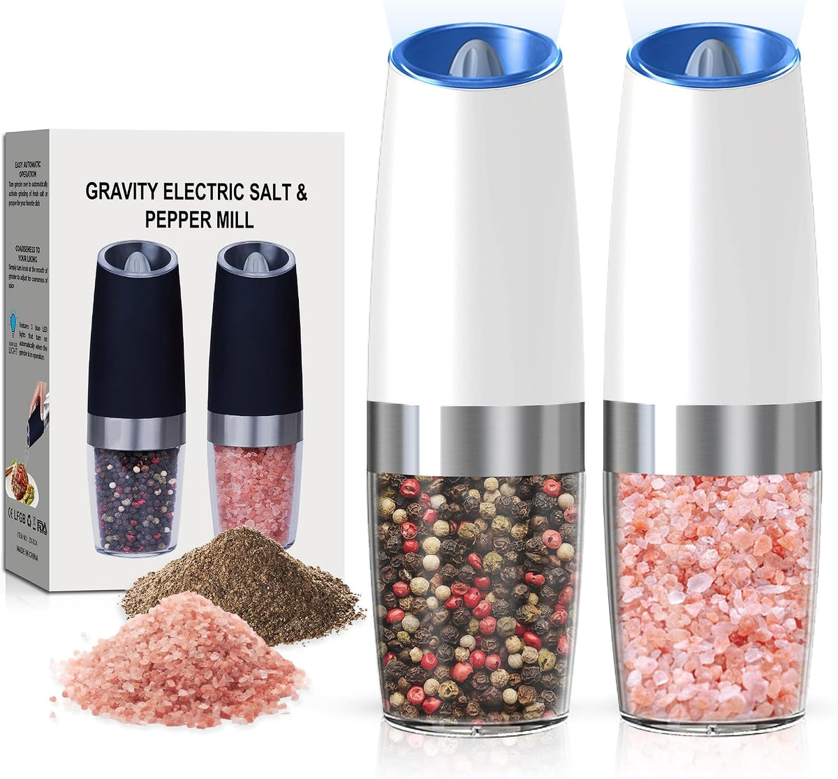 Battery Operated Salt And Pepper Grinder Set 2 Pack (Black)