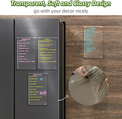 JJPRO Non-Magnetic Clear Weekly Planner & to Do List for Fridge, 8.5"x13" Dry Erase to Do List WhiteBoard,Reuasble Weekly Calendar for Refrigerator,Cabinet,Wall&Glass, All Smooth Surfaces