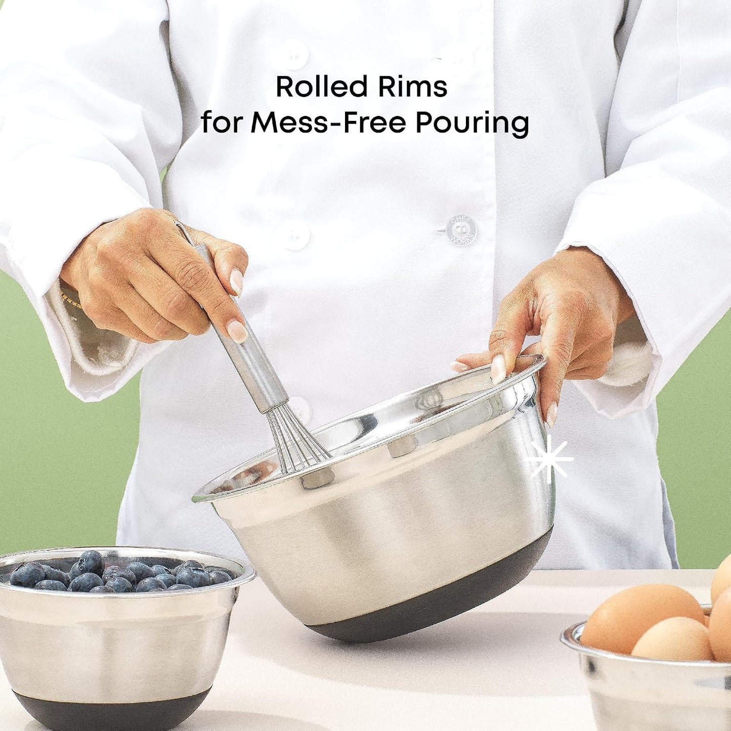 JoyJolt Stainless Steel Mixing Bowls with Airtight Lids, 7 Piece Nesting Bowls Set for Kitchen with Measurement Marks, Non-Slip Bottoms, Cooking, Baking, Prepping, Storage, 7/5/4/3/1.5/1/.75QT, Black