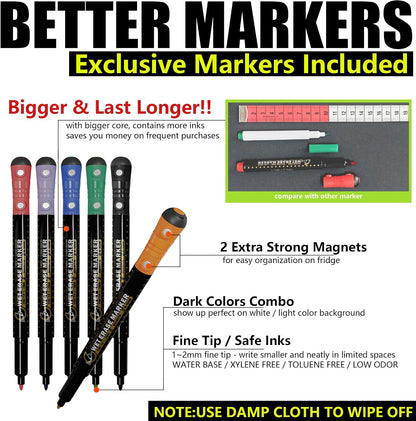 Acrylic Magnetic Calendar for Fridge, Set of 2 Clear Dry Erase Calendar Reusable Planning Boards Monthly & Weekly Black, with Wet Erasable Markers 16" x 12" inches