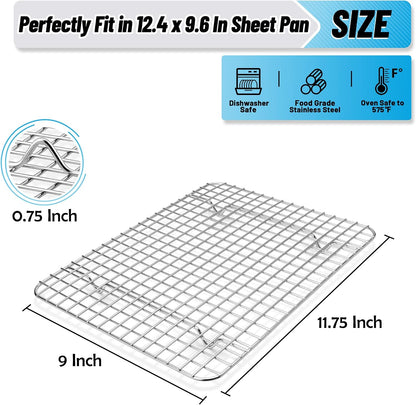 TeamFar Cooling Rack, 8.75”x6.25” Stainless Steel Baking Grid Wire Rack