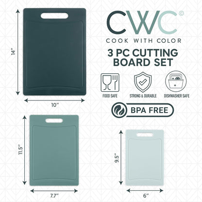 COOK WITH COLOR Non-Slip Cutting Board Set – Kitchen Essentials with Easy Grip Handle for Meat, Veggies, and Fruits, 3 Cutting Boards, Speckled White
