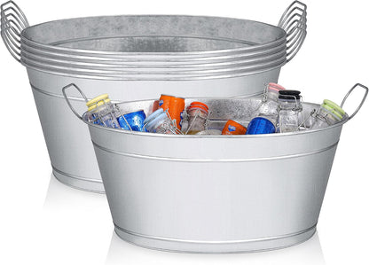 BARsics Large 6-Gallon Galvanized Tin Beverage Tub, 20x14x10 inches (Pack of 2)