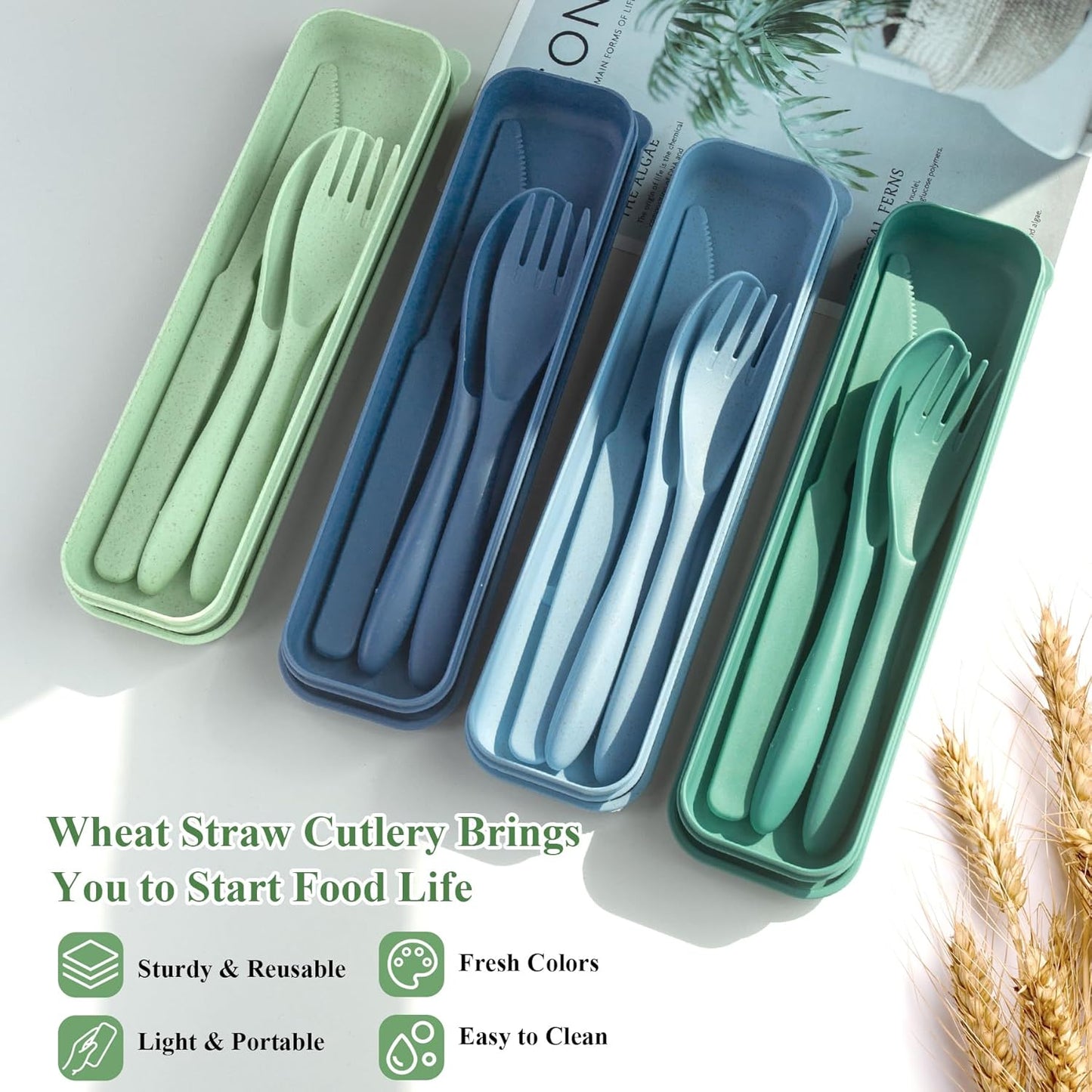 4 Sets Reusable Utensils Set with Case, Travel Utensils with Case, Reusable Utensils for Lunch Box Accessories, Portable Lunch Utensils Set for Travel Daily Use