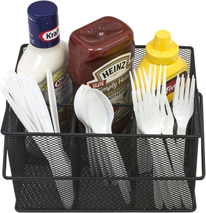 Sorbus® Utensil Caddy — Silverware, Napkin Holder, and Condiment Organizer — Multi-Purpose Steel Mesh Caddy—Ideal for Kitchen, Dining, Entertaining, Tailgating, Picnics, and much more (White)